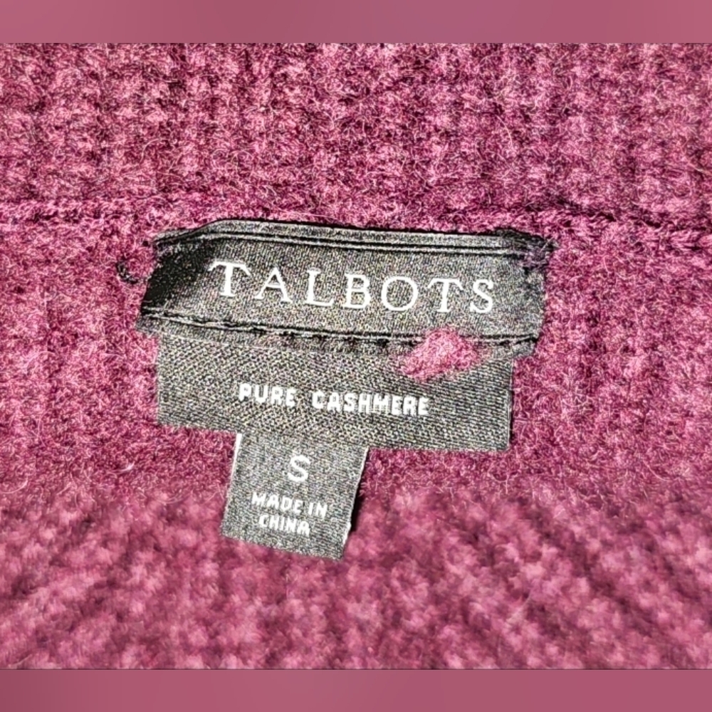 Talbots Womens Burgundy Wine Cashmere Cowlneck Sweater Size Small - Picture 14 of 15
